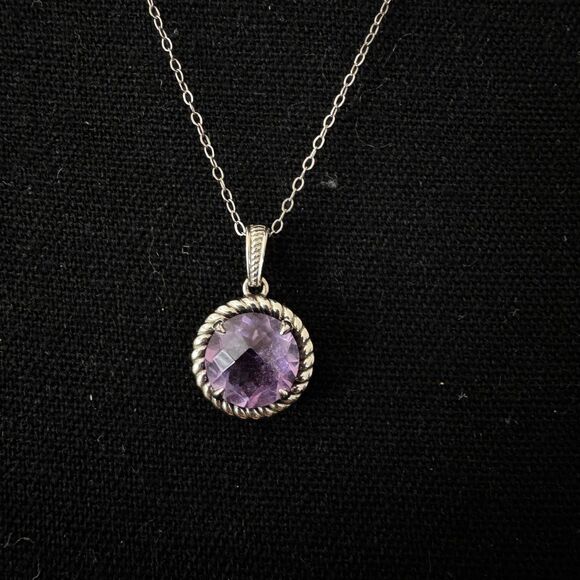Dainty Amethyst Necklace Sterling Silver Chain - Picture 3 of 6
